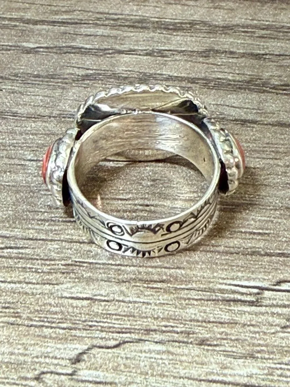 Sterling silver inlay Multicolor Pueblo Design Ring